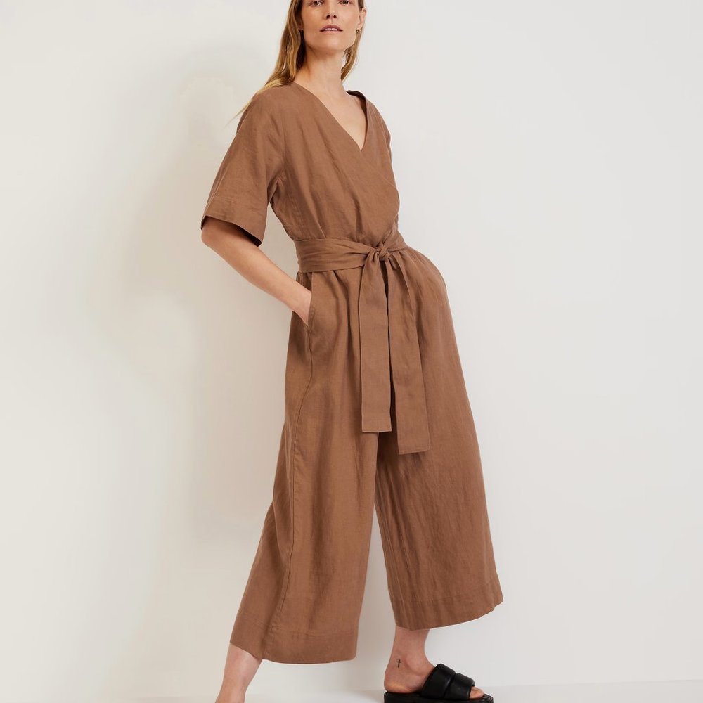 NWT - Everlane Linen Cross-Front Jumpsuit Size 8